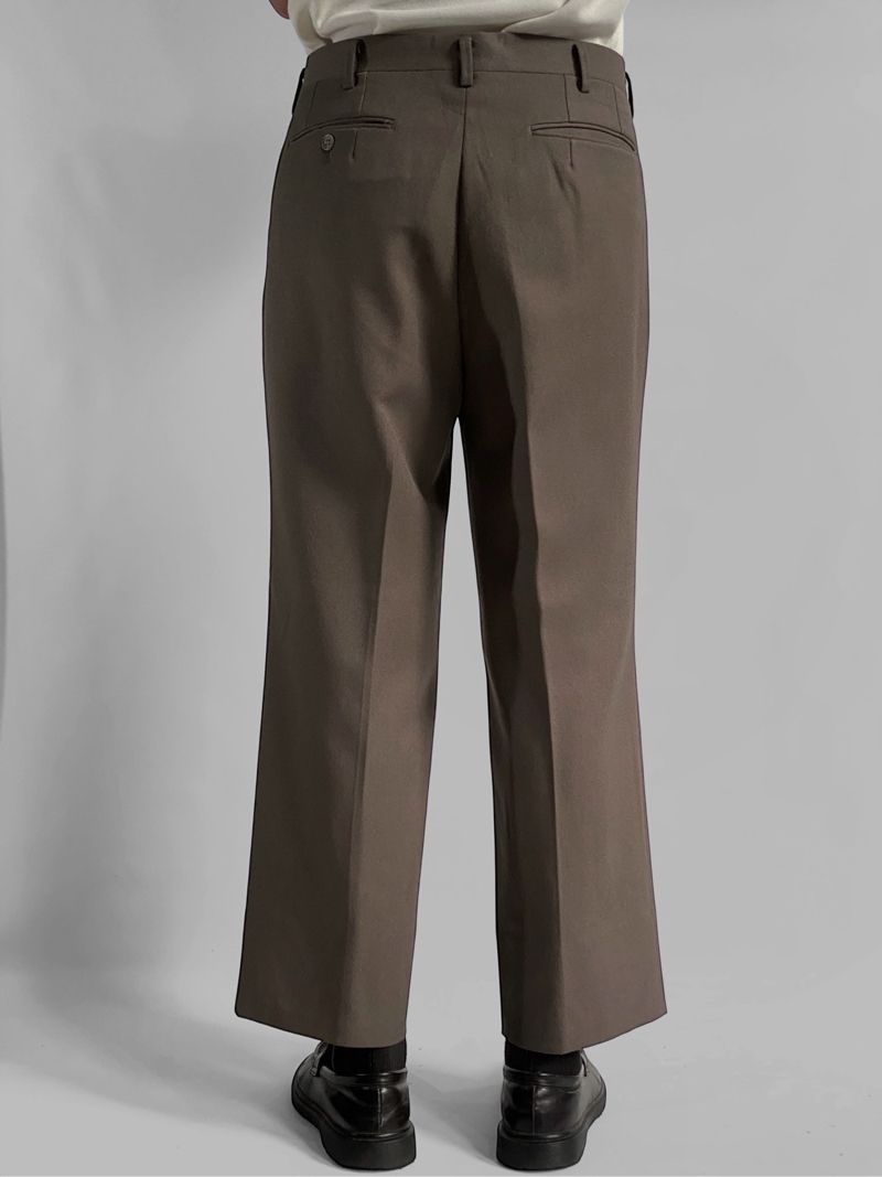Basic japanese ankle length trousers brown taupe regular fit, foto 3