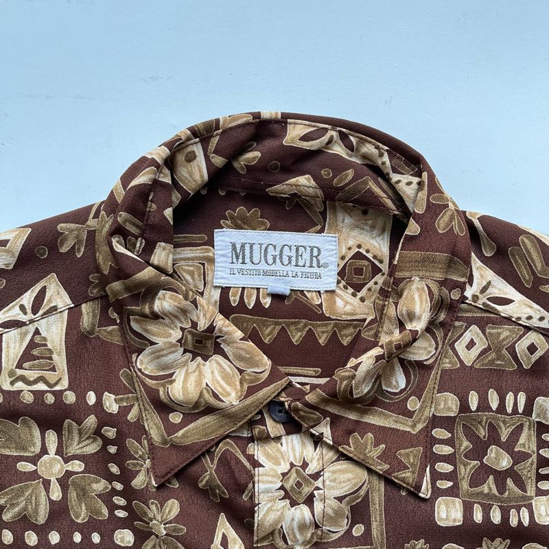 Mugler Batik Casual shirt Pria brown, foto 4