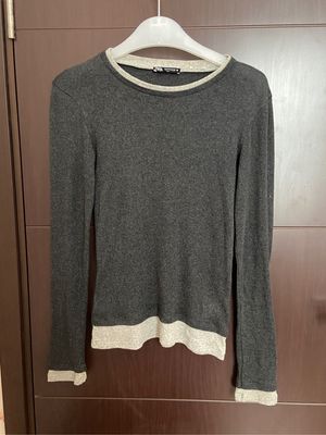 Long Sleeve Knit Top ZARA Dark Gray Vintage