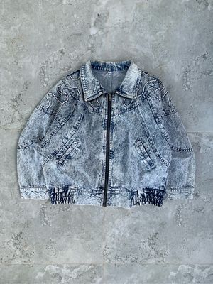 Vintage Ligh Wash Blue Zip Up Denim Jacket