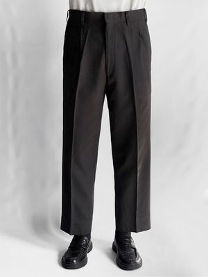 Basic japanese tailored trousers charcoal regular fit pants