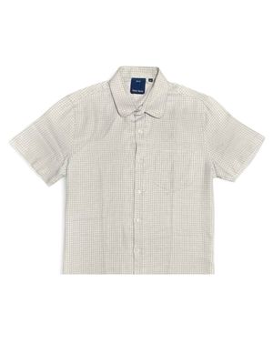 Kemeja boxy Stanley Adams white skena kalcer shirt
