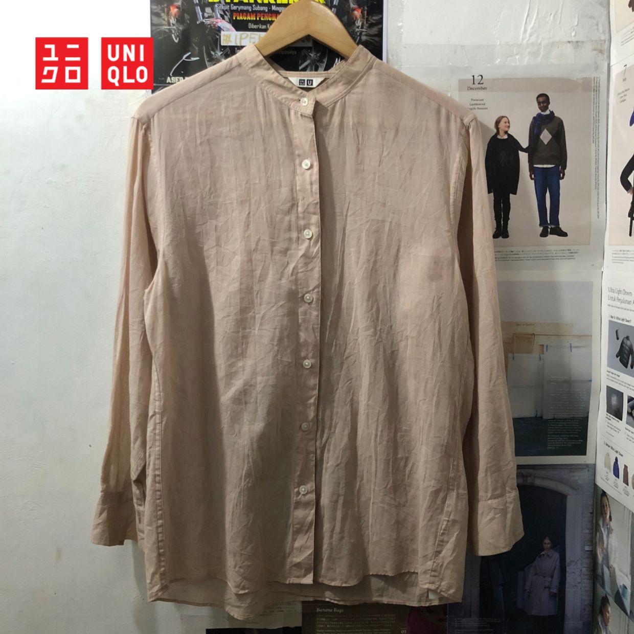Uniqlo Casual Formal shirt Pria tan