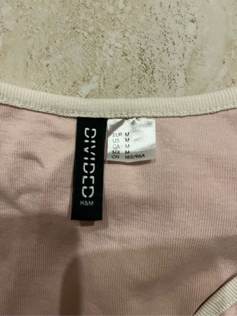 H&M button up pink cream crop top, foto 3
