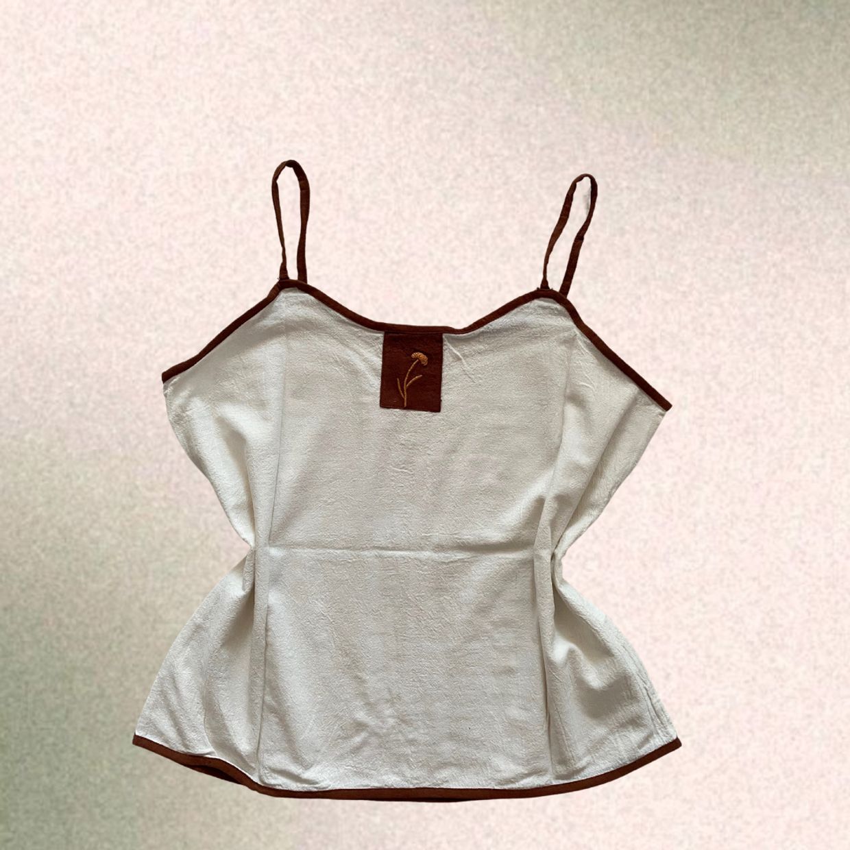 Y2K Cottagecore Cami top Wanita white brown