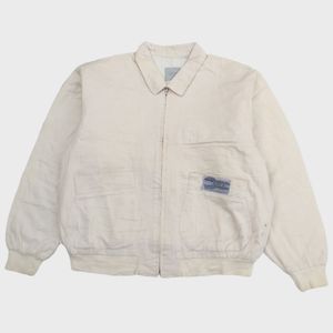 Trucker biker jacket burkey mills spell out twotone