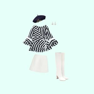 NAVY RIBBON TOP