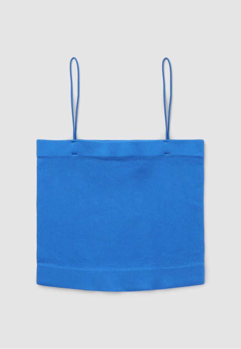 Pull & Bear Electric Blue Strappy Ribbed Cropped Tank Top, foto 2