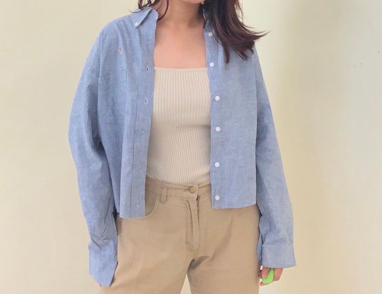 Minimalist Casual Crop top Wanita blue