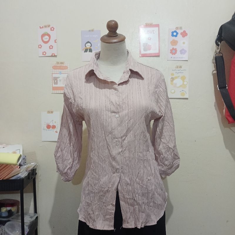 Kemeja crinkle coklat, foto 4
