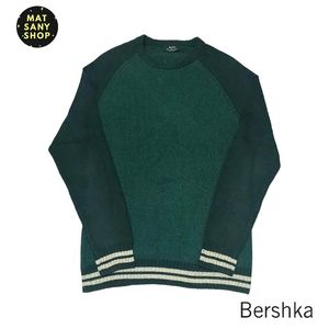Sweater Crewneck Sweatshirt Rajut Knit Bershka Hijau Vintage