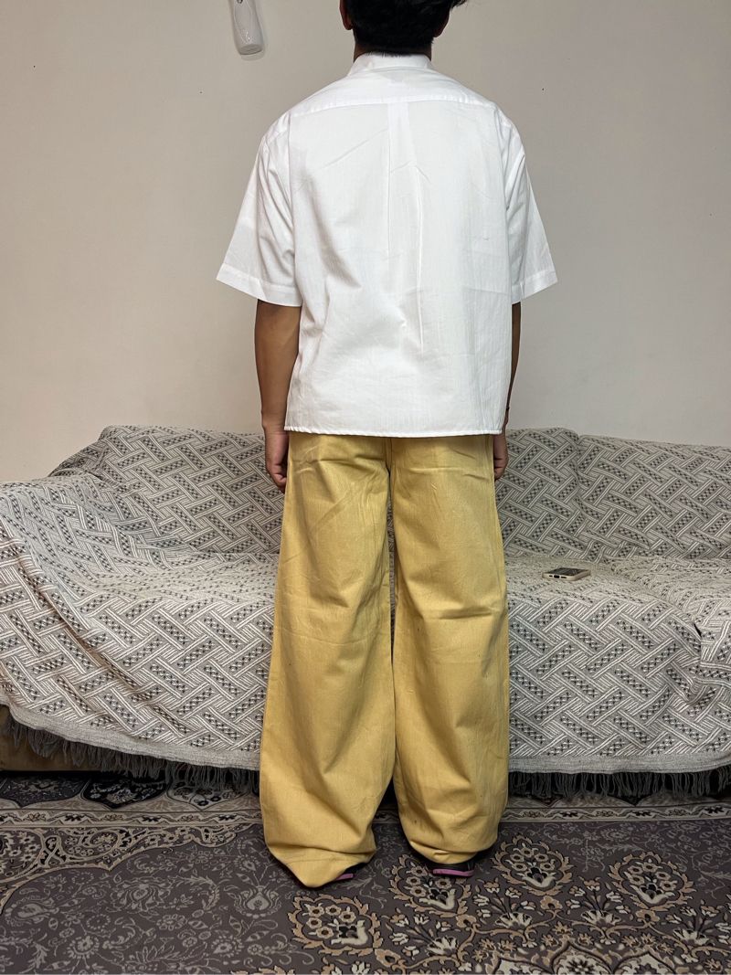 Cream canvas baggy pants, foto 3