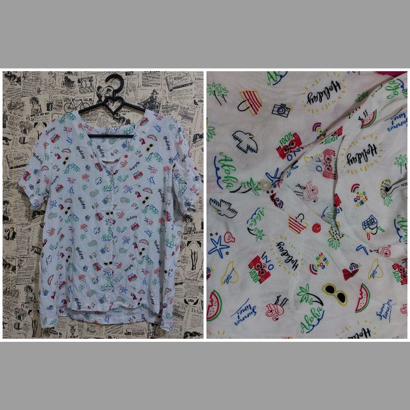 Kemeja pendek putih rayon, foto 2
