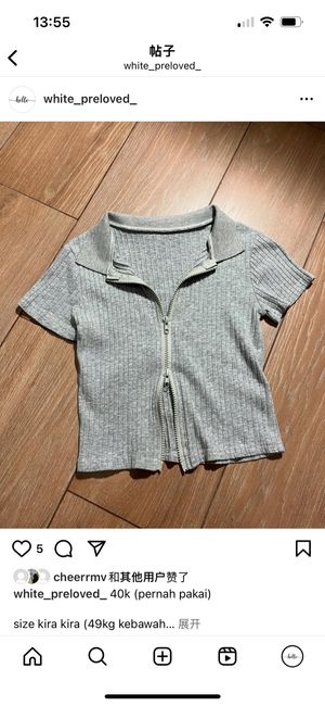 kaos semi crop zipper