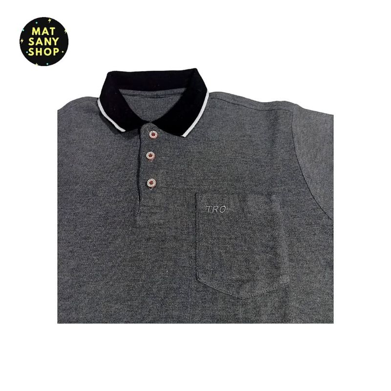 Kemeja Kaos Polo Shirt Polos Basic TRC Preloved Abu Abu, foto 4
