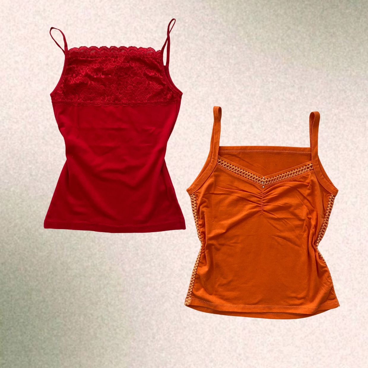 Y2K Grunge Cami top Wanita red orange
