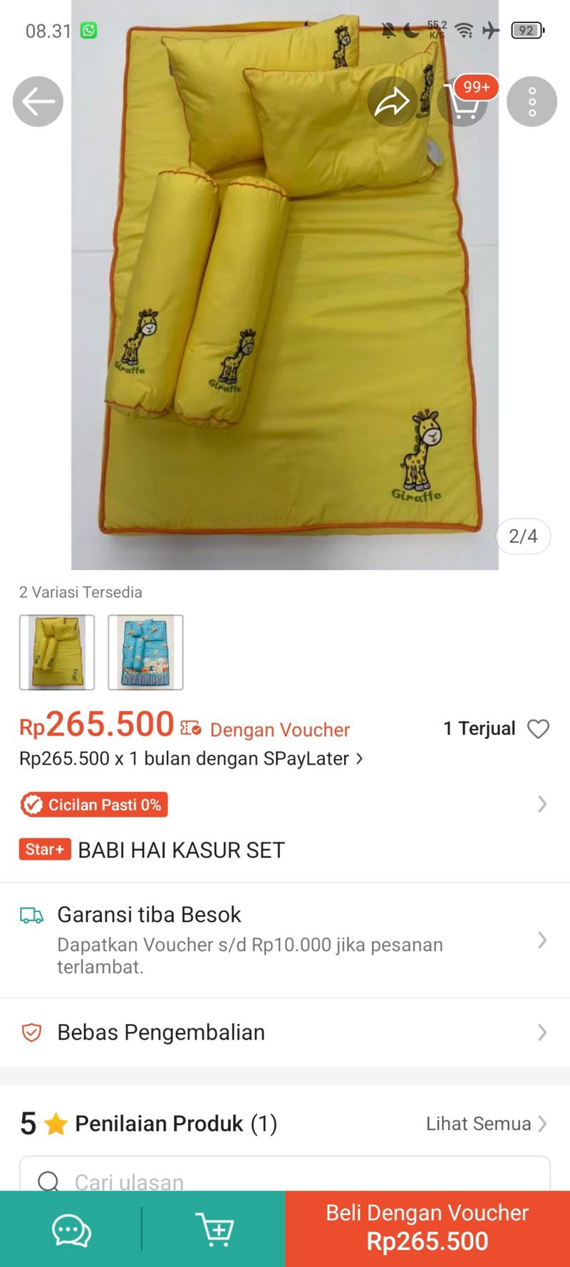 kasur bayi+bantal+guling+selimut "baby hai", foto 2