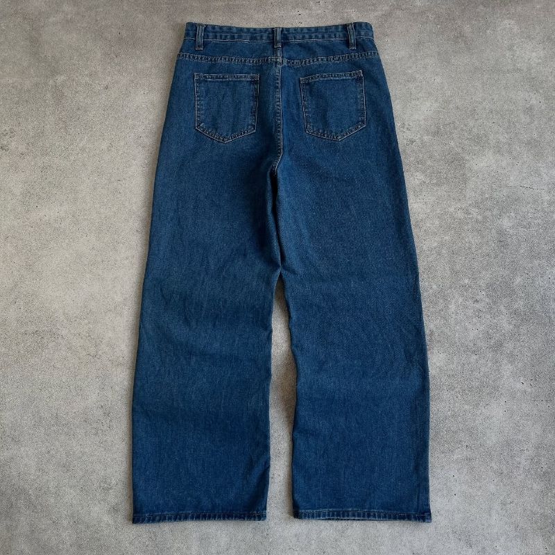 Basic longpants washed deep blue jeans, Loose Fit, foto 6
