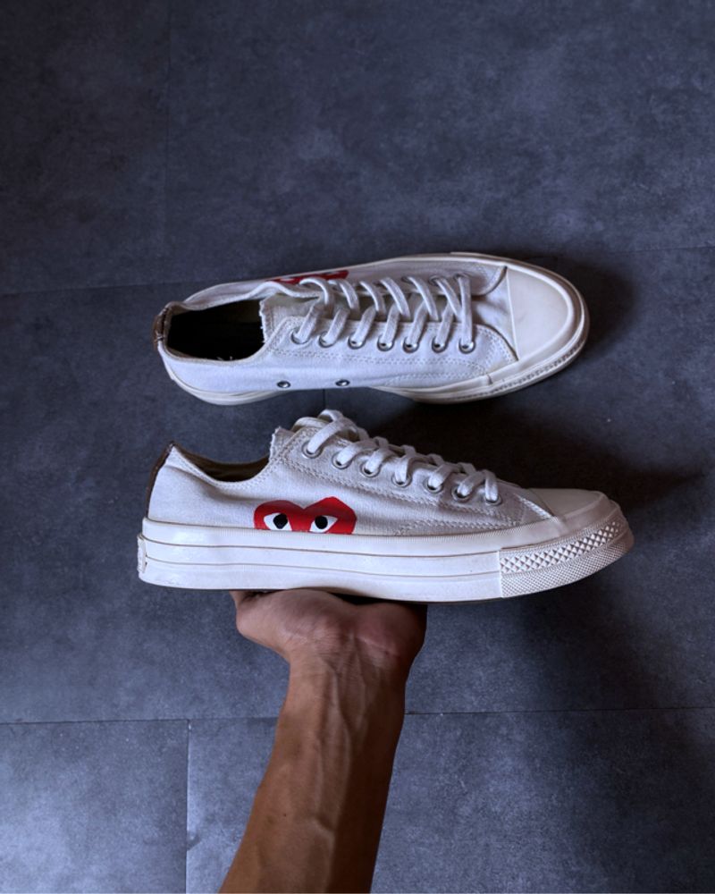 sepatu sneakers converse cdg play low white, foto 2