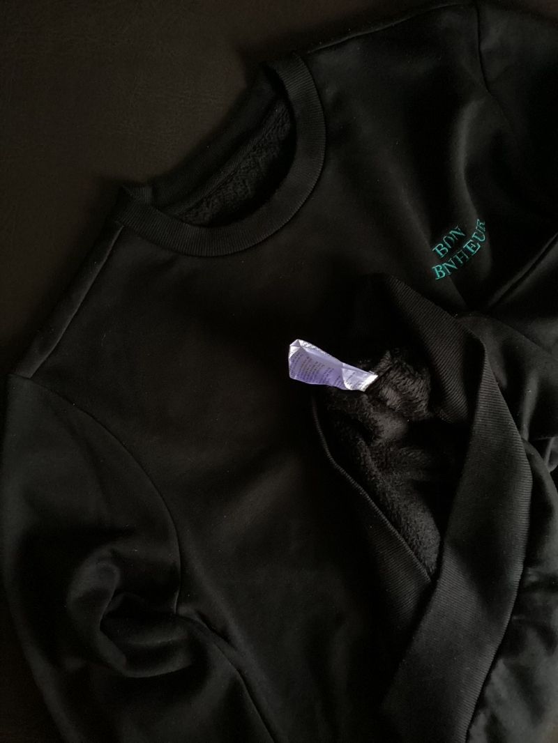 Sweather Crewneck Basic Bordir Black, foto 5