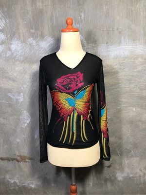 Y2K Unknown Japanese Butterfly Mesh