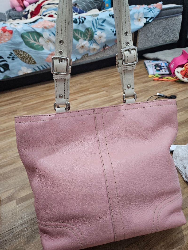 Coach hampton leather pink tote, foto 4