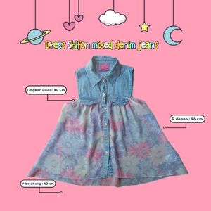 Shiffon dress mixed jeans for KIDS