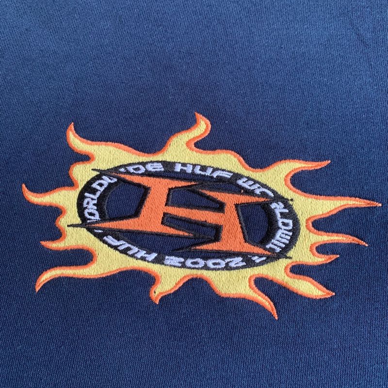 CREWNECK HUF FIRE NAVY BORDIR LOGO, foto 2