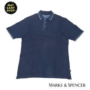 Kemeja Kaos Polo Shirt Mark and Spencer Blue Harbour Biru