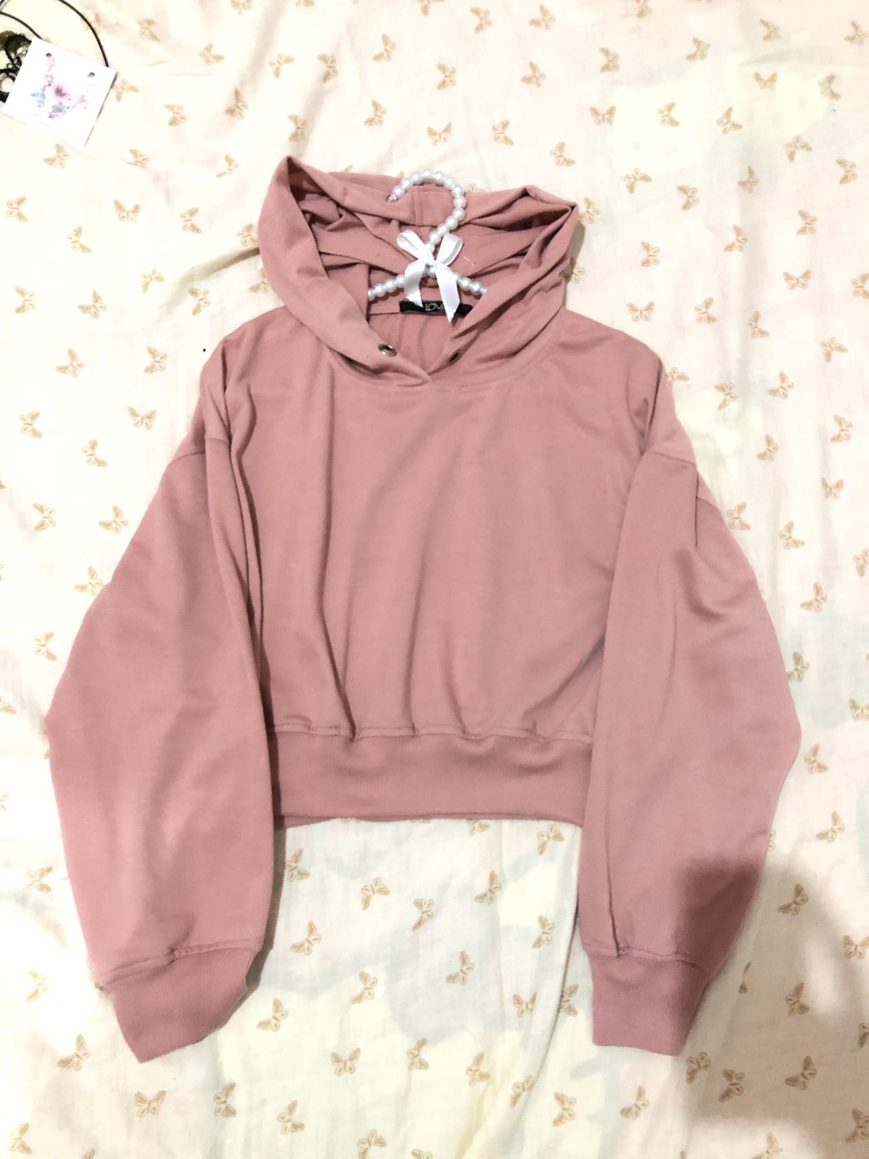 Y2K Coquette Hoody Wanita pink