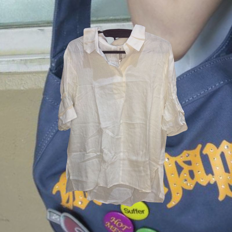 kemeja pendek brunelli plain white, foto 2