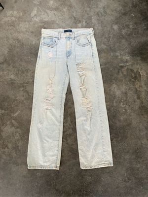Y2K Aeropostale Skater Blue Sun Faded Distressed Denim Pants
