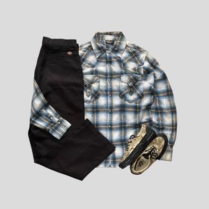 Hovering japanese brand shadow plaid flanell veterano shirt