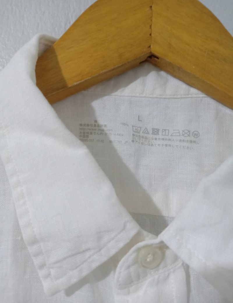 Kemeja Linen Broken White Size L, foto 3