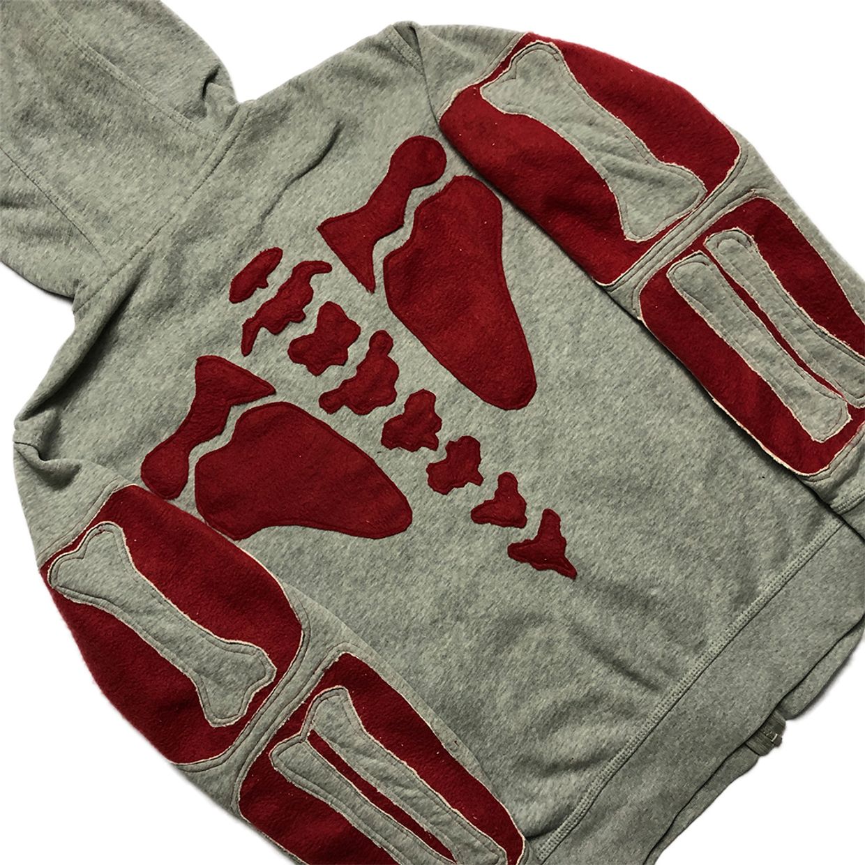 Reworked Nike Hoodie Zipper Red Skelleton, foto 4