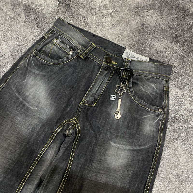 MORPHINE baggy jeans hitam fading, foto 4