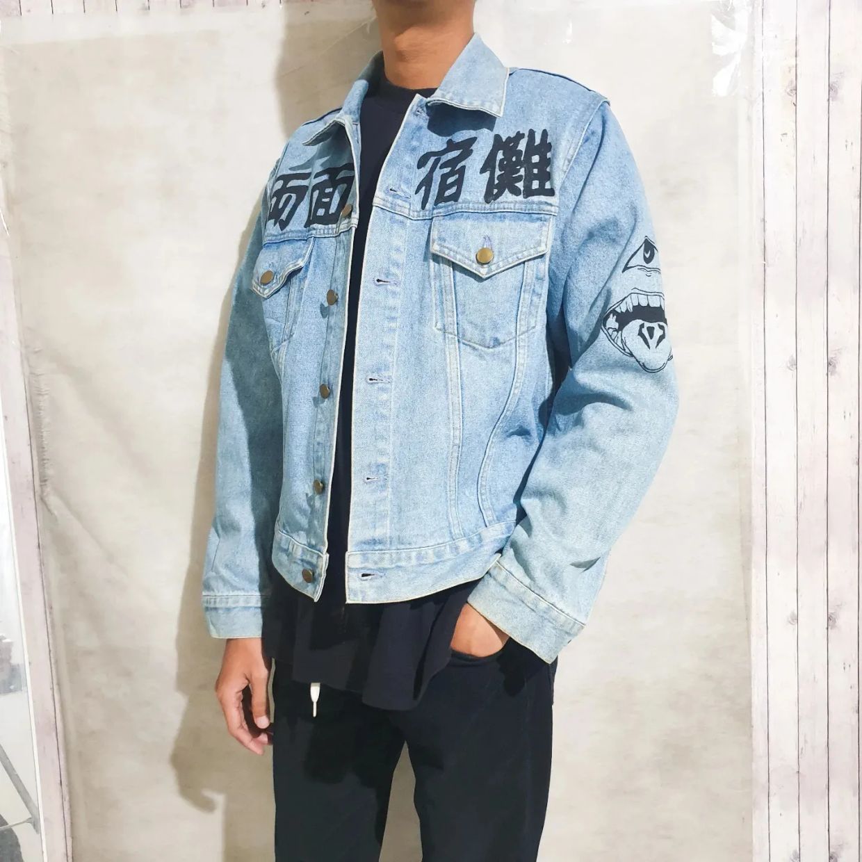 Reworked Denim jacket Pria blue, foto 3