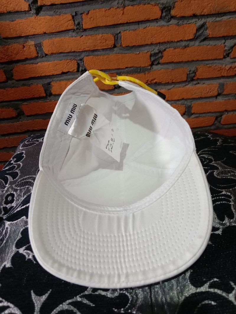 Topi miu miu visor lemas Second cap Model Baseball putih, foto 3