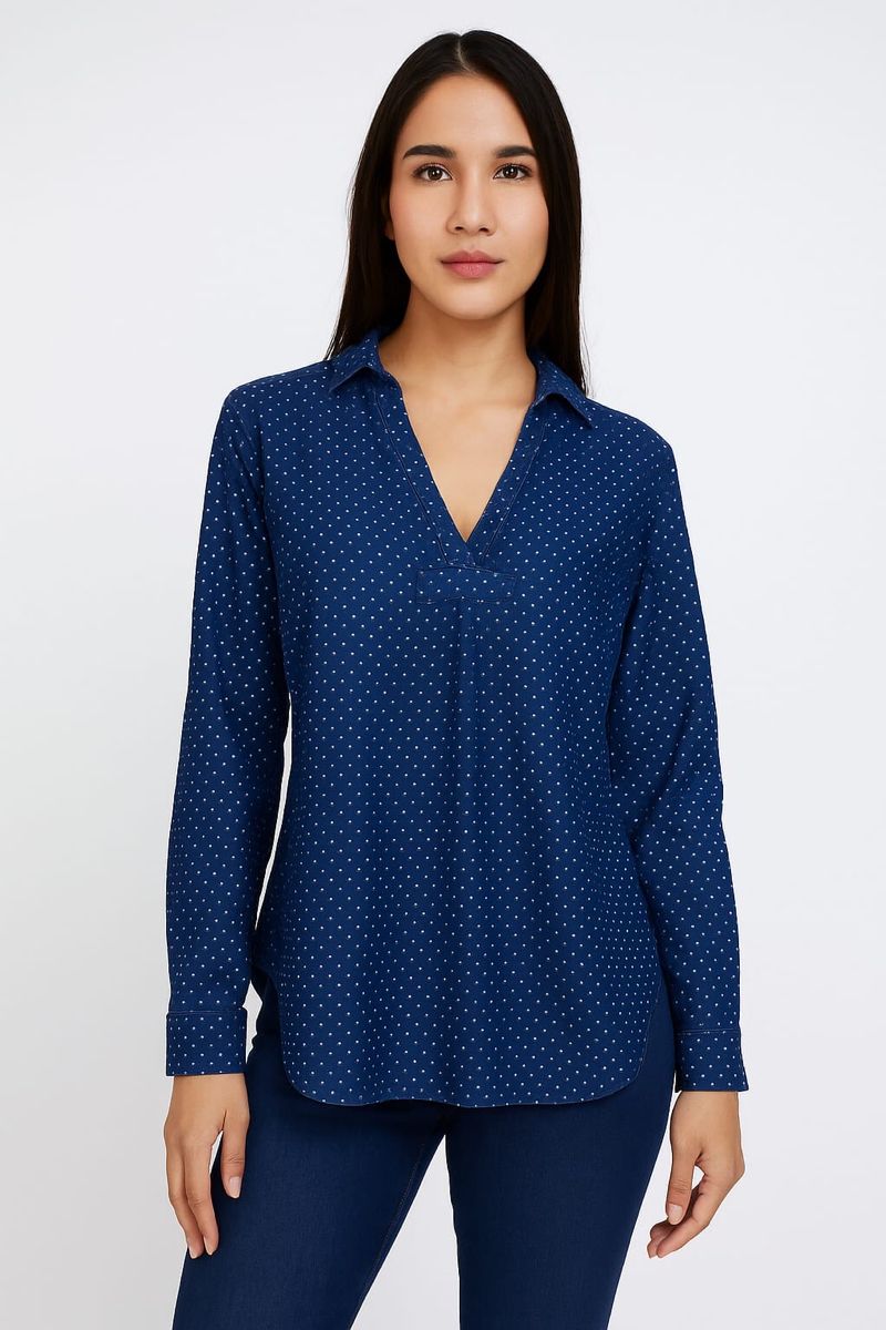 Kemeja Denim Blue Polkadot, foto 2