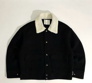 ANDMORE BOXY BLACK WOLL TRUCKER JACKET