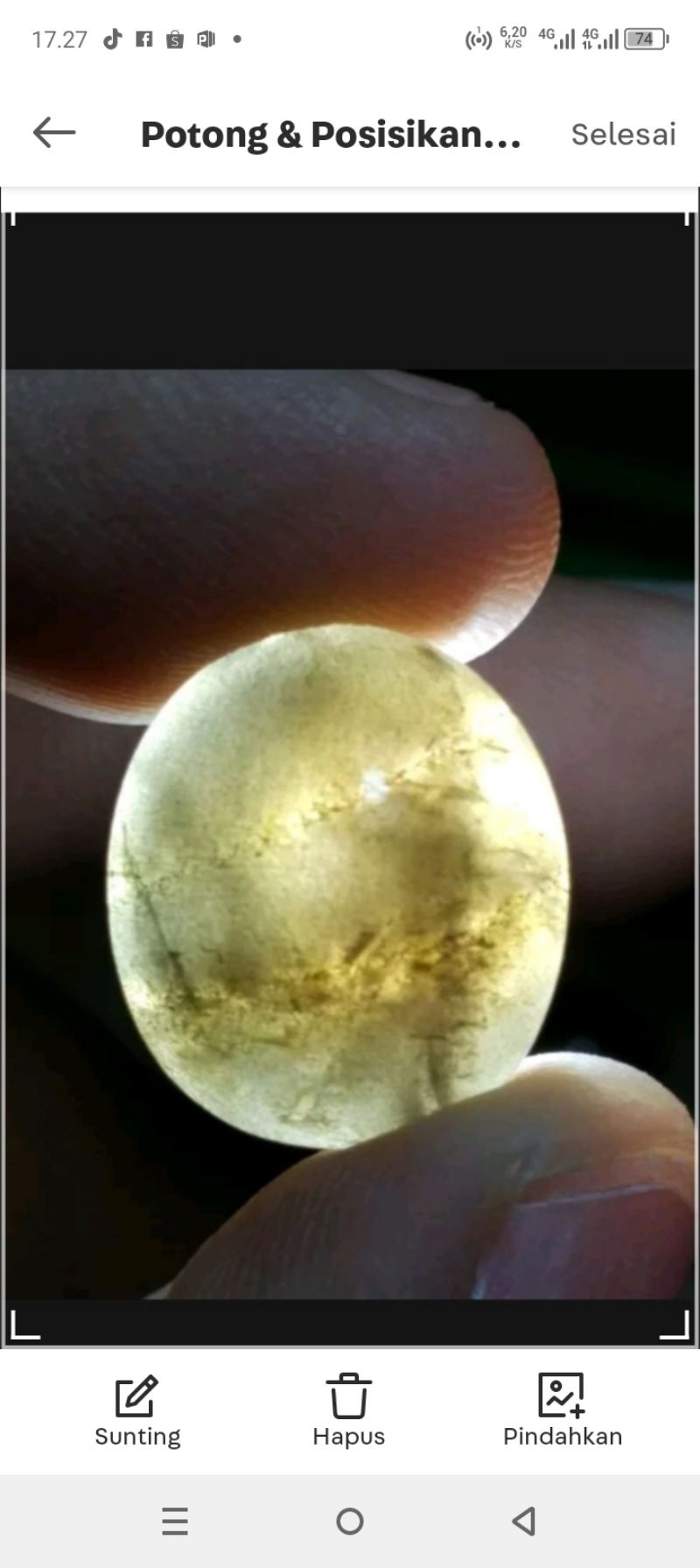 natural silimanite besar mata kucing 19ct, foto 2