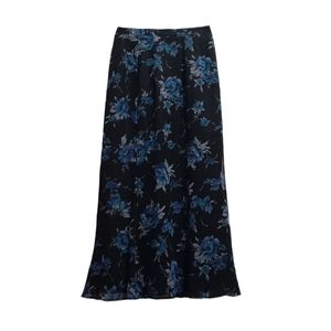 Vintage black floral skirt blue maxi fairy summer fits retro