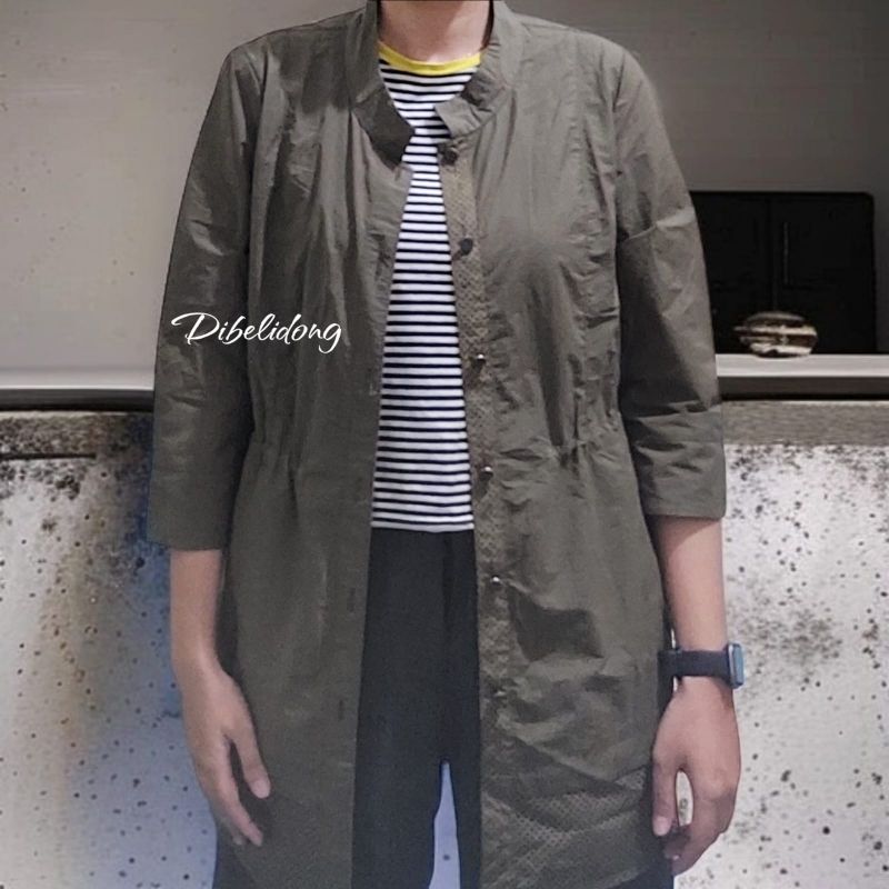 Jaket outer polos warna army, foto 3