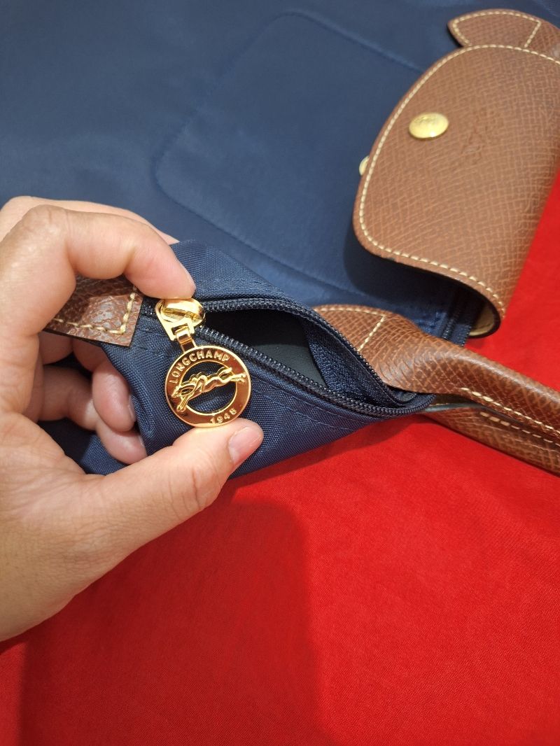 Longchamp Lepliage Long Handle size M warna navy, foto 5