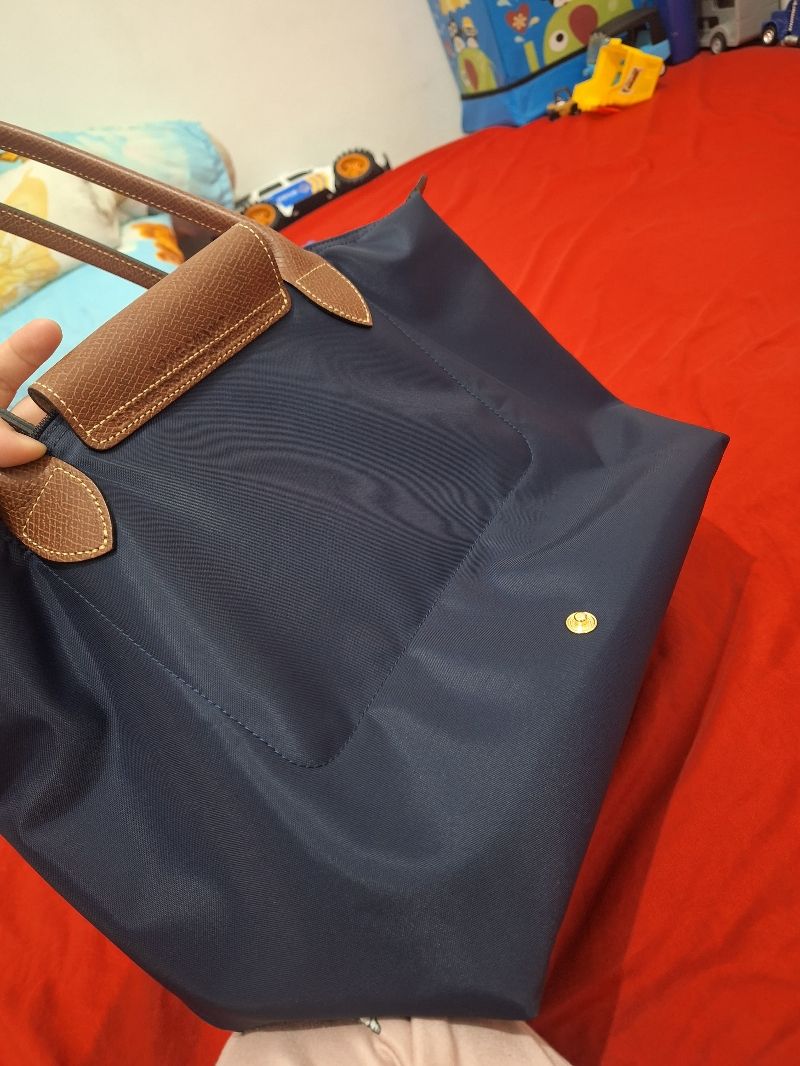 Longchamp Lepliage Long Handle size M warna navy, foto 7