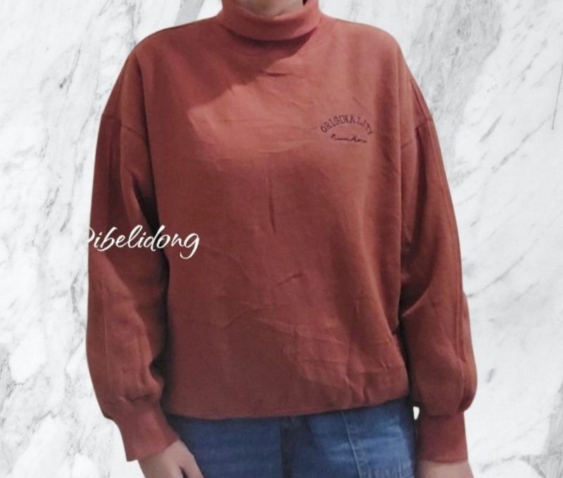 Sweater turtleneck coklat, foto 4