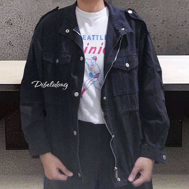 Jaket cadual denim hitam, foto 3