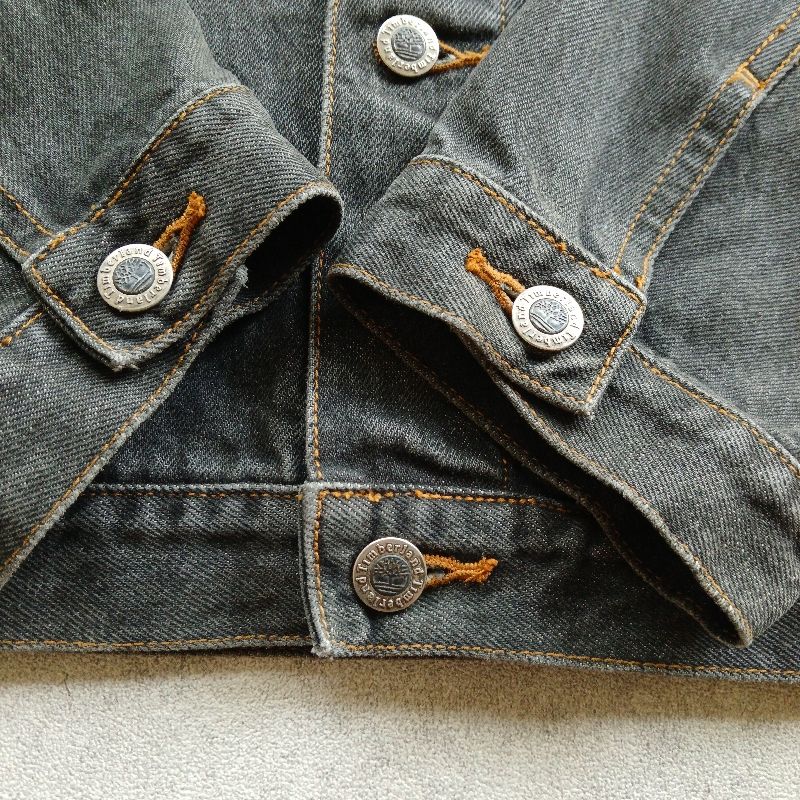 Vintage 90s Timberland denim jacket Leather Collar, foto 6