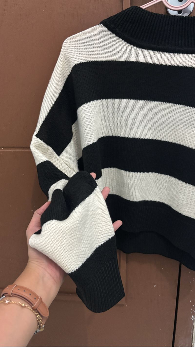 H&M Knit Sweater Stripes Black & White, foto 2
