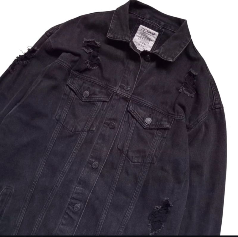 PULL & BEAR Women Long Denim Jacket Distressed, foto 2